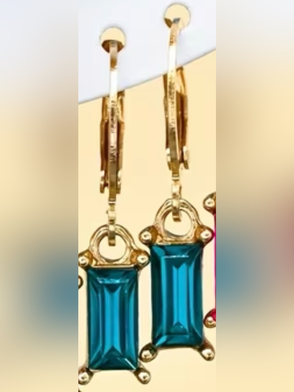 Gold and Teal Statement Drop Earrings - Women Jewelry